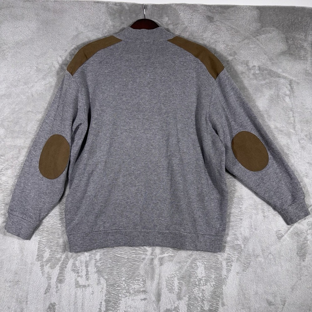 Cremieux Pullover Sweater Mens‎ 2XL Gray Sweater 1/4 Zip Elbow Patches - Picture 6 of 9
